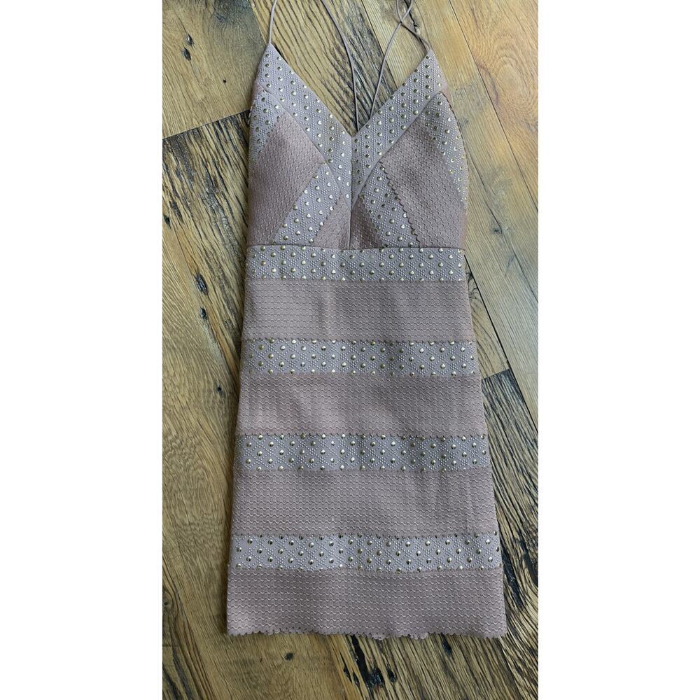 Topshop beige studded bodycon dress Medium